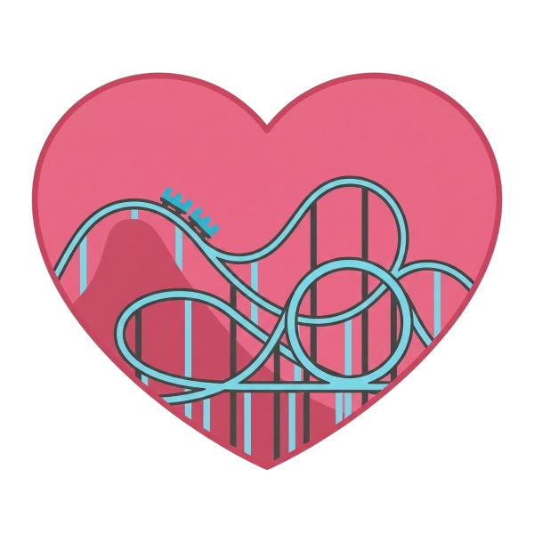 Pink heart and Roller coaster