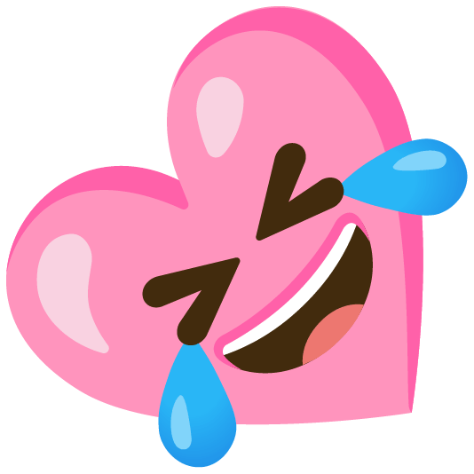 Pink heart and Rolling on the floor laughing