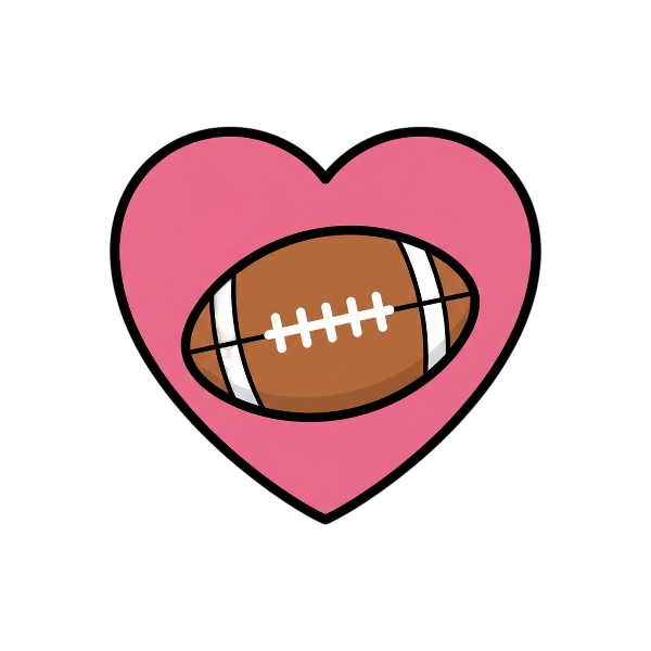 Pink heart and Rugby football