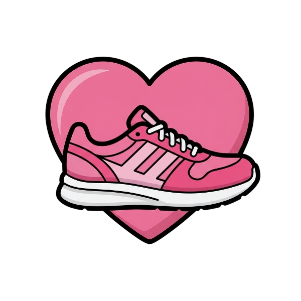 Pink heart and Running shoe