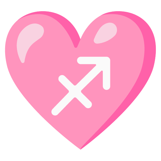 Pink heart and Sagittarius