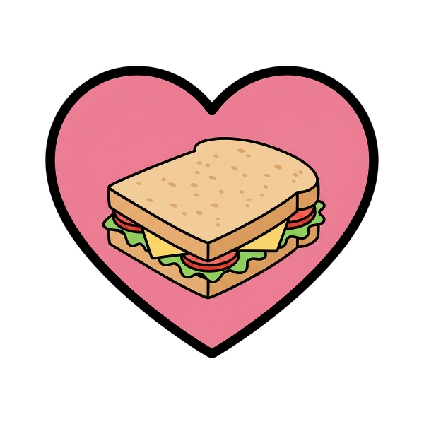 Pink heart and Sandwich
