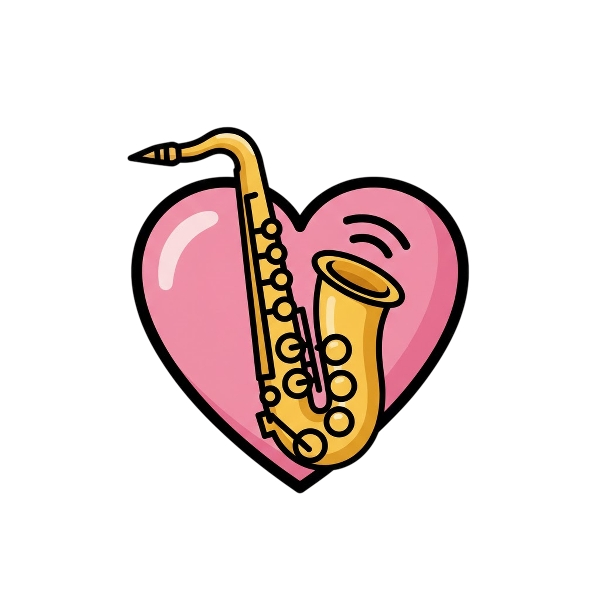 Pink heart and Saxophone