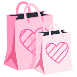 pink heart and shopping bags