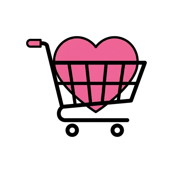 Pink heart and Shopping cart