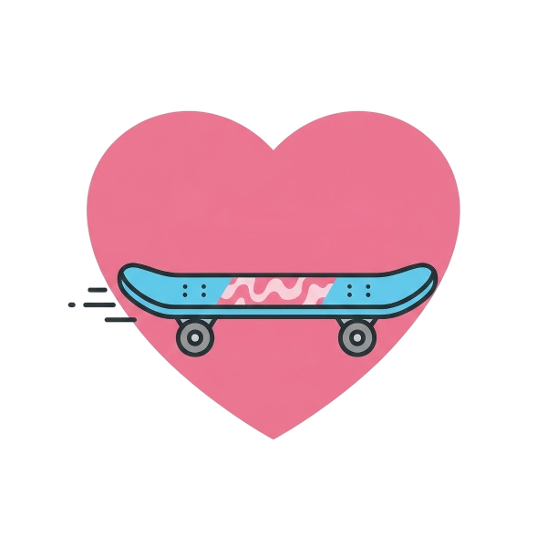 Pink heart and Skateboard