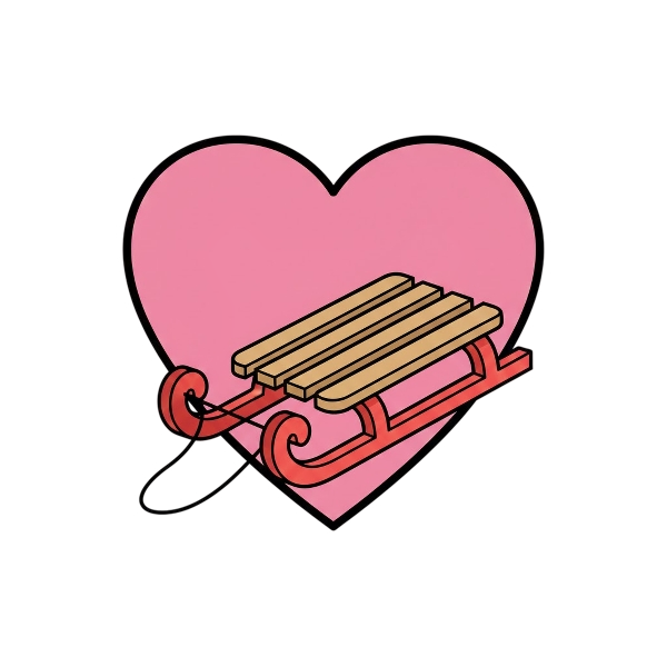 Pink heart and Sled