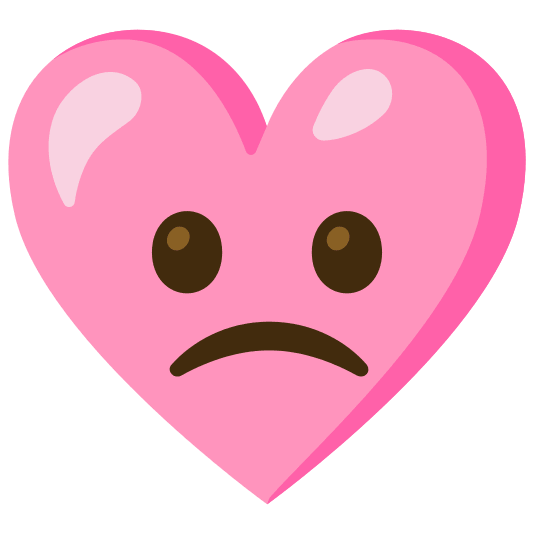 Pink heart and Slightly frowning face