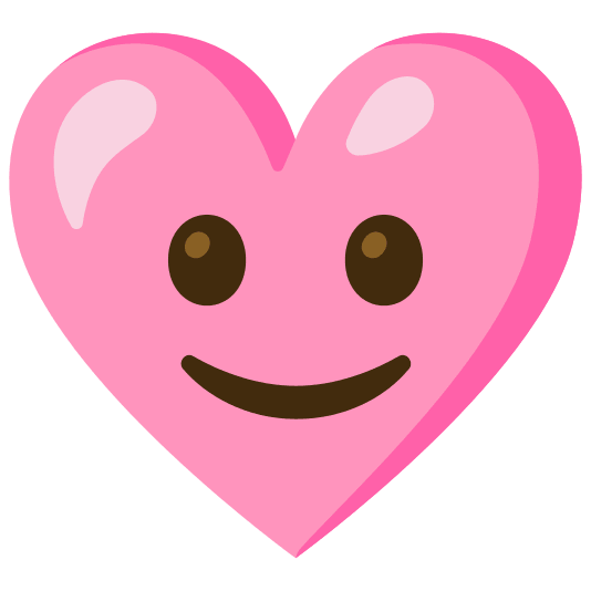 Pink heart and Slightly smiling face