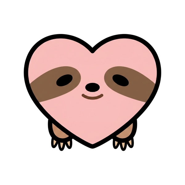 Pink heart and Sloth