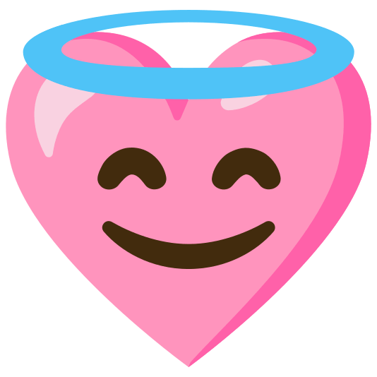 Pink heart and Smiling face with halo