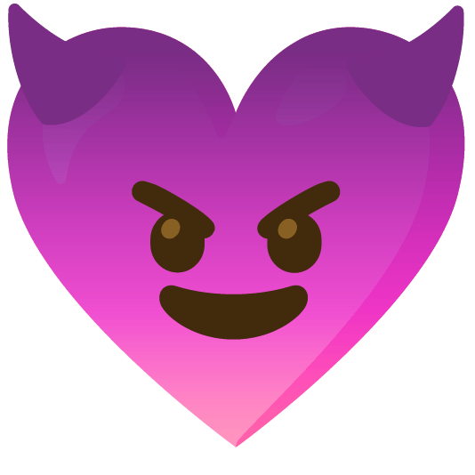 Pink heart and Smiling face with horns