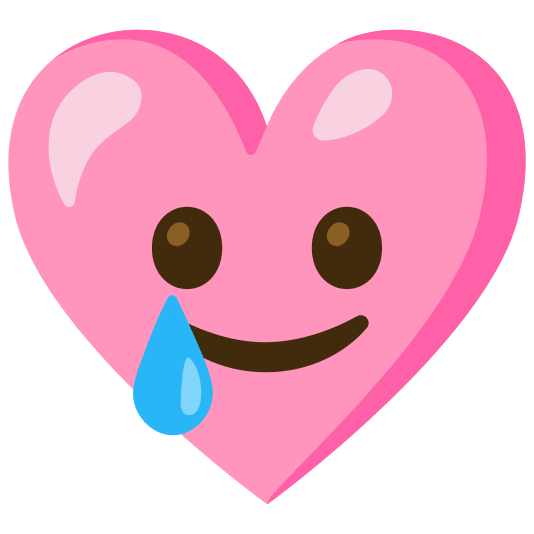Pink heart and Smiling face with tear