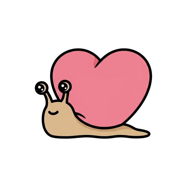Pink heart and Snail