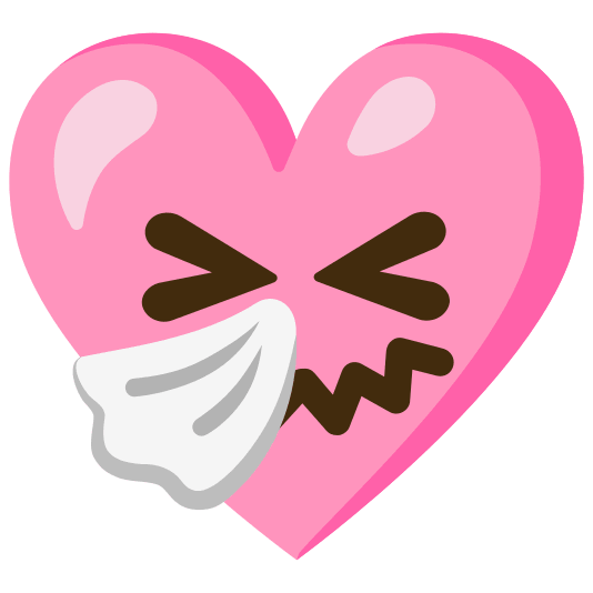 Pink heart and Sneezing face