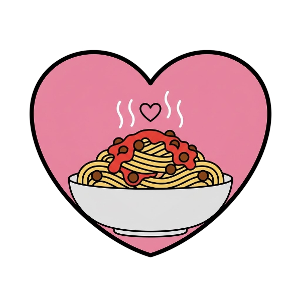 Pink heart and Spaghetti