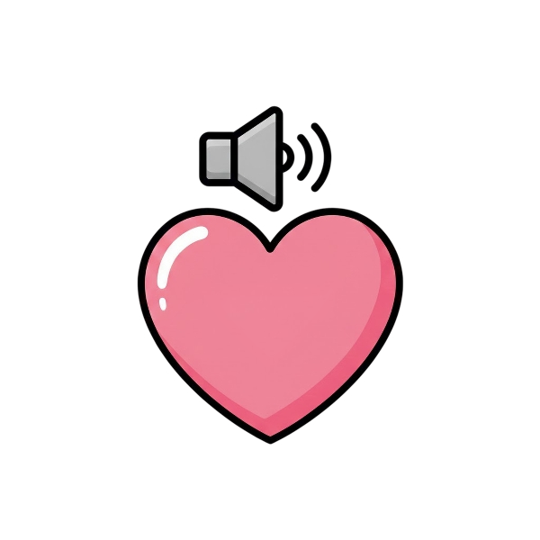 Pink heart and Speaker low volume