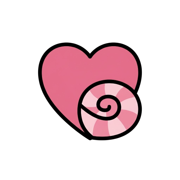 Pink heart and Spiral shell