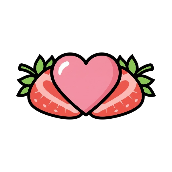 Pink heart and Strawberry