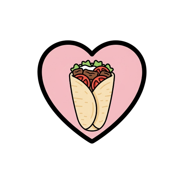 Pink heart and Stuffed flatbread