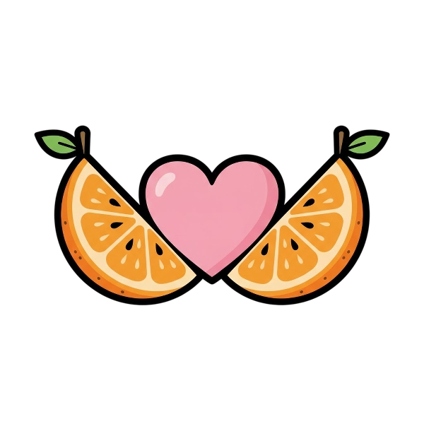Pink heart and Tangerine