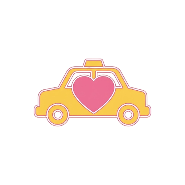 Pink heart and Taxi