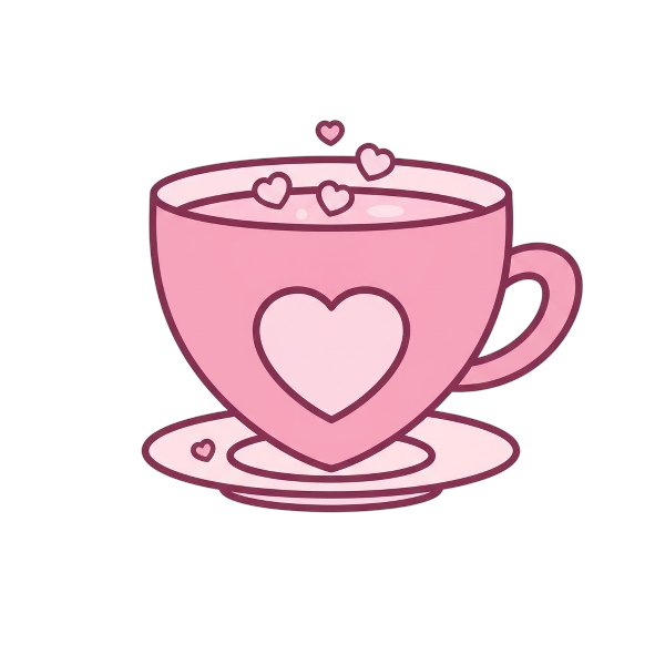 Pink heart and Teacup without handle