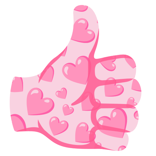 Pink heart and Thumbs up