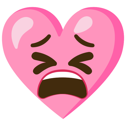 Pink heart and Tired face