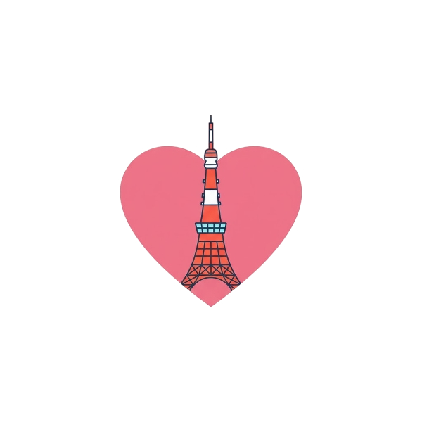 Pink heart and Tokyo tower