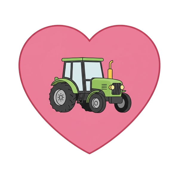 Pink heart and Tractor