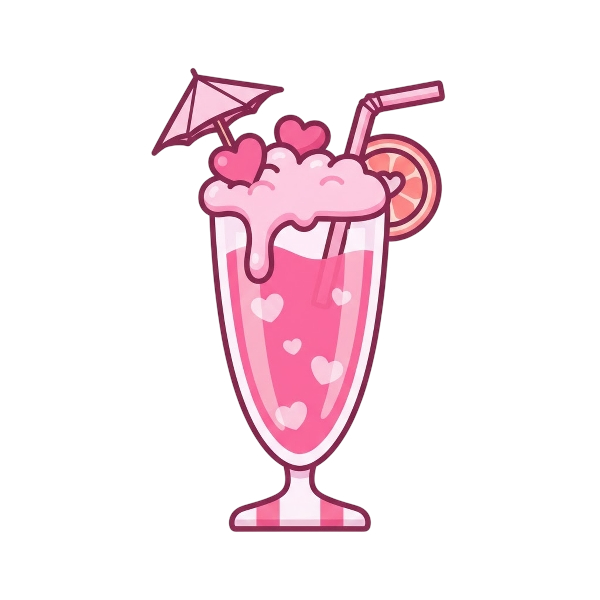 Pink heart and Tropical drink