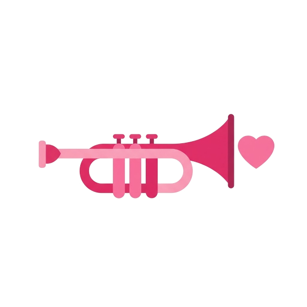 Pink heart and Trumpet