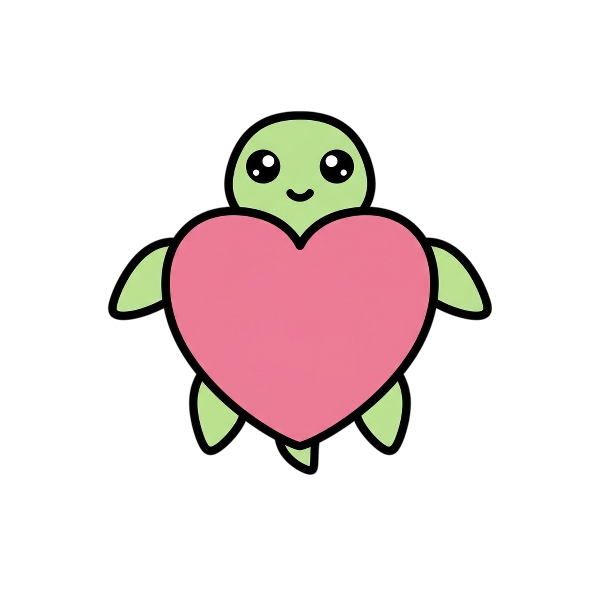 Pink heart and Turtle