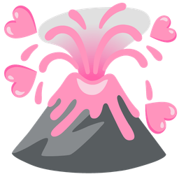 pink heart and volcano