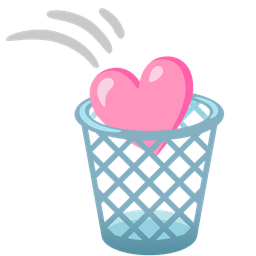 pink heart and wastebasket
