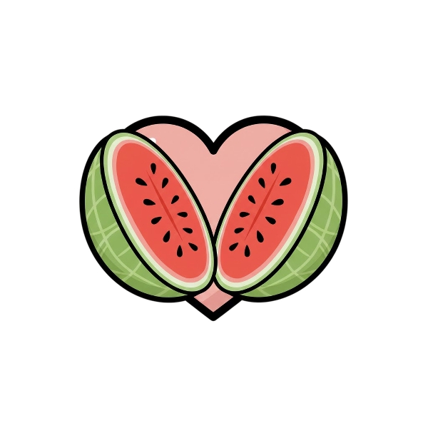 Pink heart and Watermelon