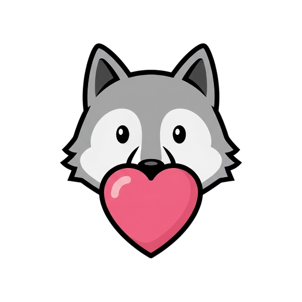 Pink heart and Wolf