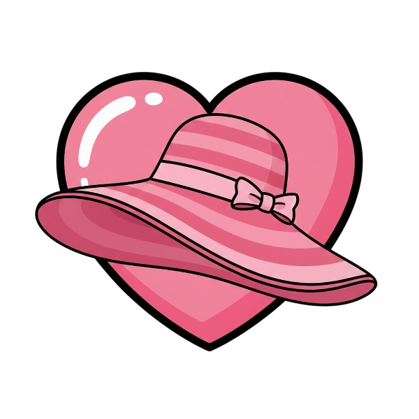 Pink heart and Woman’s hat