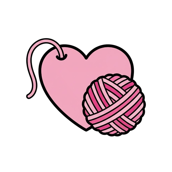 Pink heart and Yarn