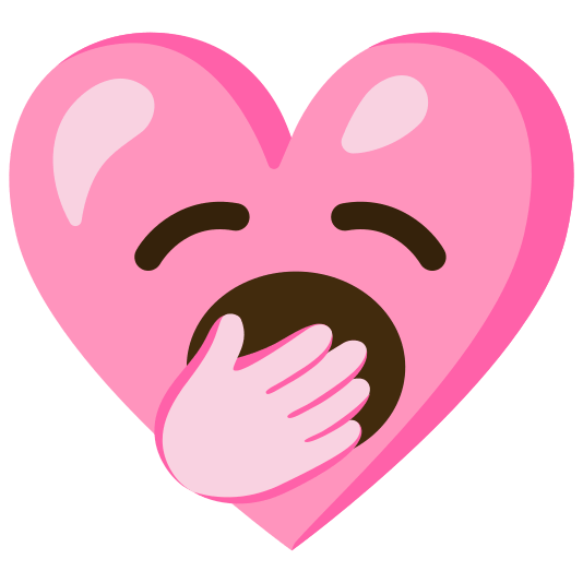 Pink heart and Yawning face