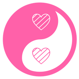 pink heart and yin yang