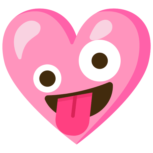 Pink heart and Zany face