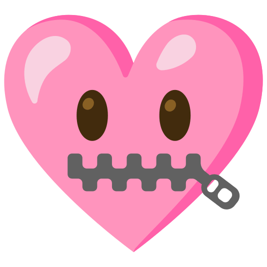 Pink heart and Zipper-mouth face
