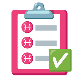 Pisces and check mark button