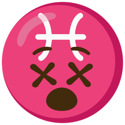 Pisces and face with crossed-out eyes