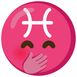 Pisces and face with hand over mouth