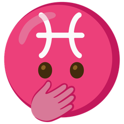 Pisces and face with open eyes and hand over mouth