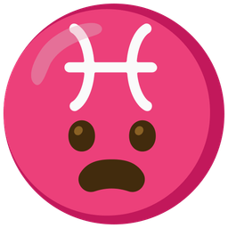 Pisces and frowning face with open mouth