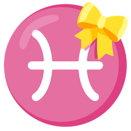 Pisces and heart with ribbon